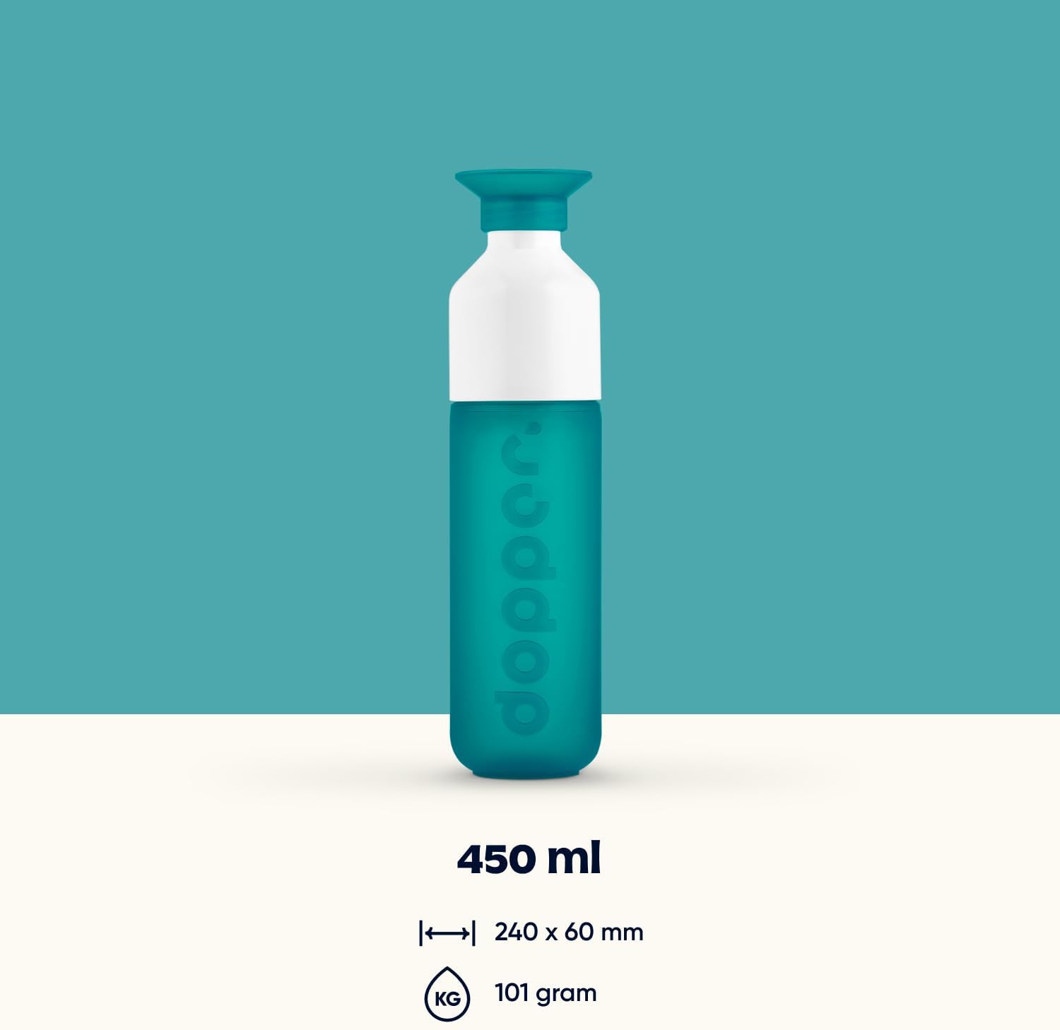 Dopper Original Drinkfles Tidal Teal 450ml - 100% Recyclebare Waterfles - BPA- en ftalaatvrij - Ideale Waterfles voor Onderweg, Fitness & Kantoor