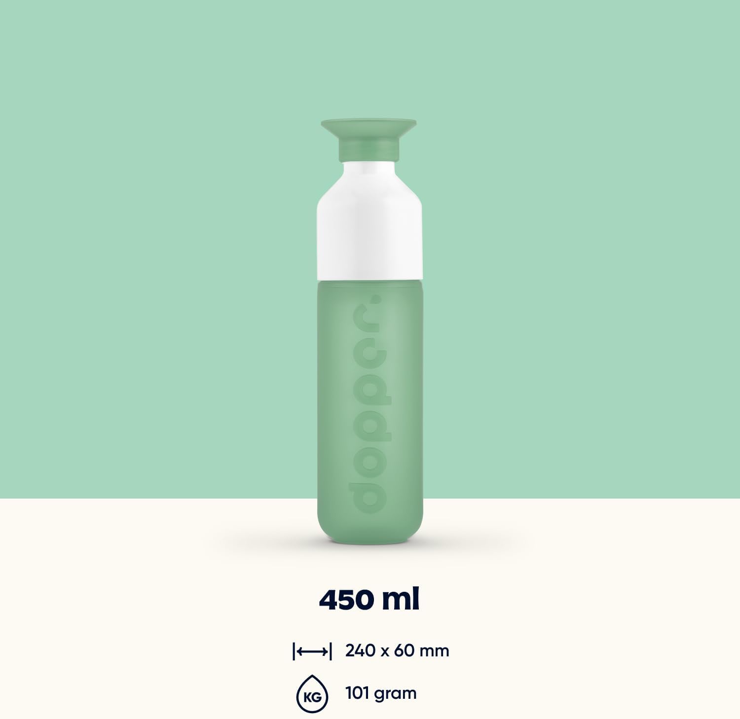 Dopper Original Drinkfles Tidal Teal 450ml - 100% Recyclebare Waterfles - BPA- en ftalaatvrij - Ideale Waterfles voor Onderweg, Fitness & Kantoor
