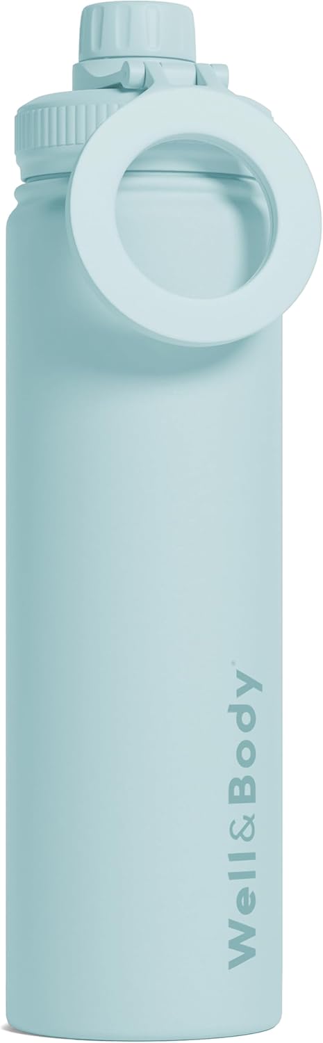 Magnetische drinkfles Magnet'O WELL & BODY 750 mL | Sportfles compatibel MagSafe, Roestvrij staal, BPA-vrij, isotherm | Fitnessstatief, verstelbare hoek, crossfit, yoga [BLAUW]