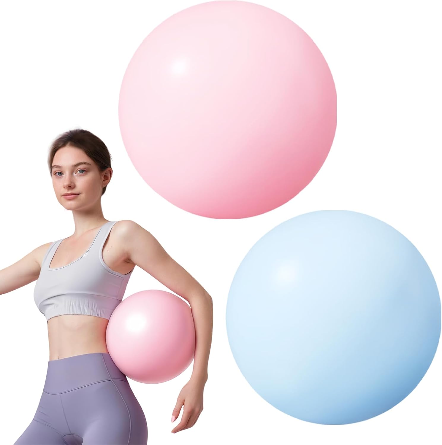flintronic 25 cm mini pilatesbal, kleine anti-burst oefenbal voor yoga, pilates, balans, fysiotherapie, stretching en core fitness - inclusief stabiliteitsbal workoutgids