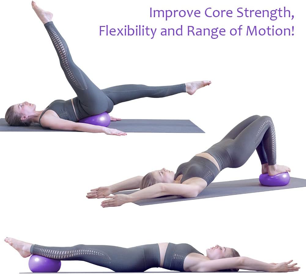 flintronic 25 cm mini pilatesbal, kleine anti-burst oefenbal voor yoga, pilates, balans, fysiotherapie, stretching en core fitness - inclusief stabiliteitsbal workoutgids