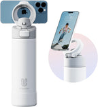 Magcheer Magnetische waterfles met telefoonhouder compatibel met MagSafe geïsoleerde sportfles voor koude dranken voor 24 uur statief fles voor reizen en fitness selfie (zwart)