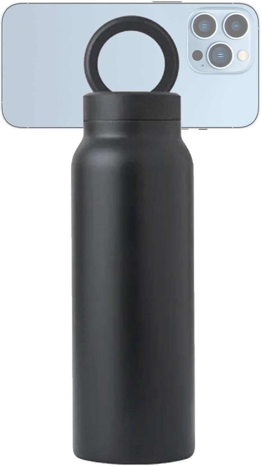 Vacuüm geïsoleerde magnetische waterfles - 24oz Gym & Sport Fles met telefoonhouder | Lekvrije magnetische fles voor buiten rijden, auto en sportschool