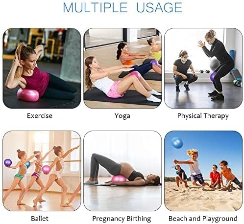 flintronic 25 cm mini pilatesbal, kleine anti-burst oefenbal voor yoga, pilates, balans, fysiotherapie, stretching en core fitness - inclusief stabiliteitsbal workoutgids