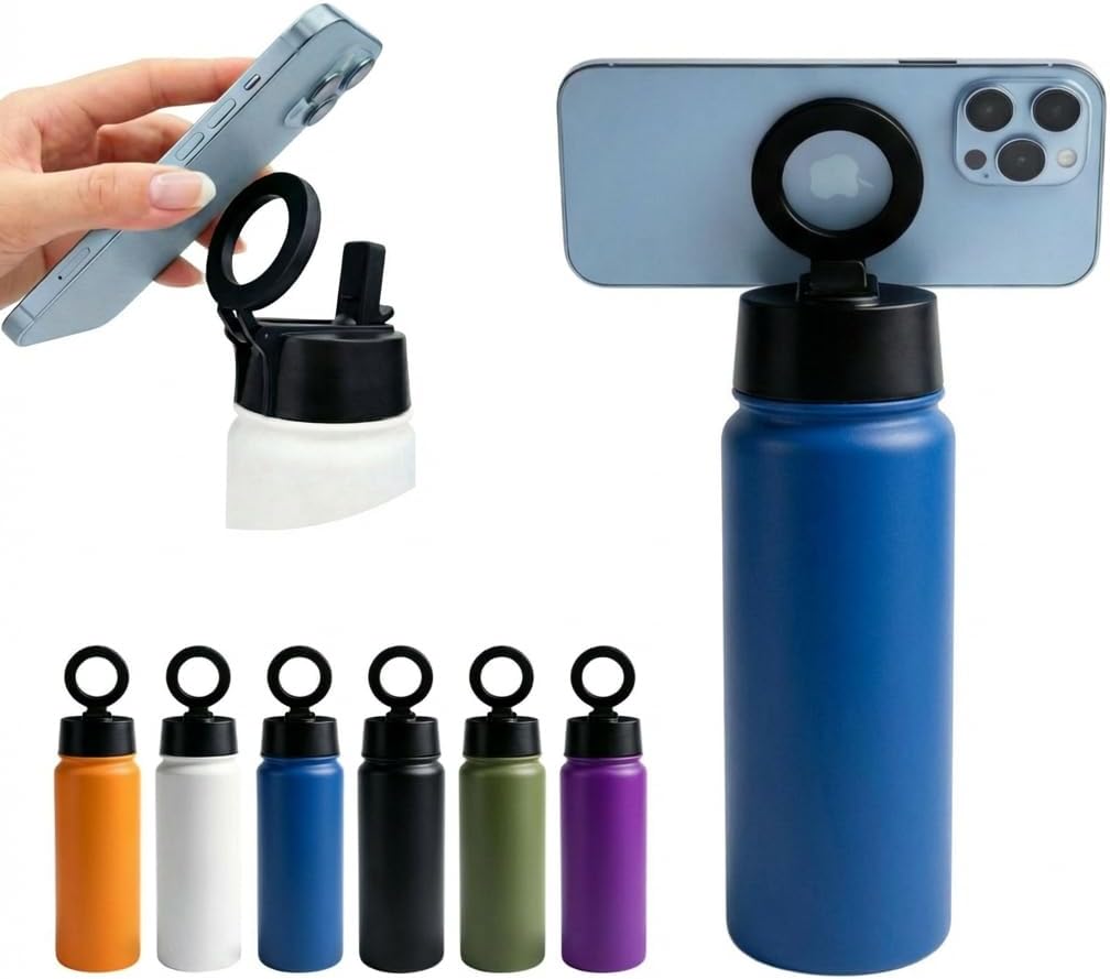 Magnetische drinkfles van roestvrij staal, 500 ml, met geïntegreerde magneetvoet, 21,5 x 7 cm, verkrijgbaar in 6 kleuren (groen)
