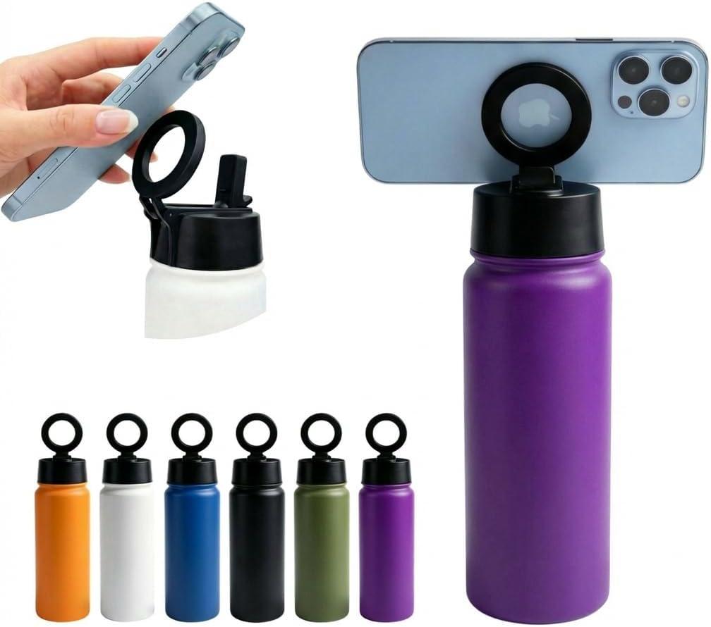 Magnetische drinkfles van roestvrij staal, 500 ml, met geïntegreerde magneetvoet, 21,5 x 7 cm, verkrijgbaar in 6 kleuren (groen)