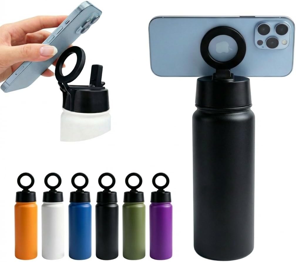 Magnetische drinkfles van roestvrij staal, 500 ml, met geïntegreerde magneetvoet, 21,5 x 7 cm, verkrijgbaar in 6 kleuren (groen)