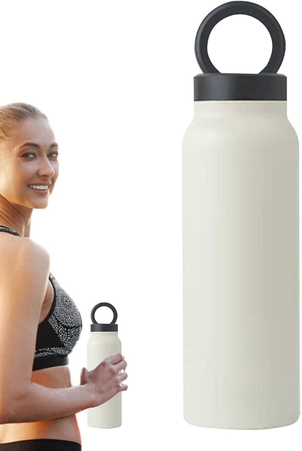 Vacuüm geïsoleerde magnetische waterfles - 24oz Gym & Sport Fles met telefoonhouder | Lekvrije magnetische fles voor buiten rijden, auto en sportschool