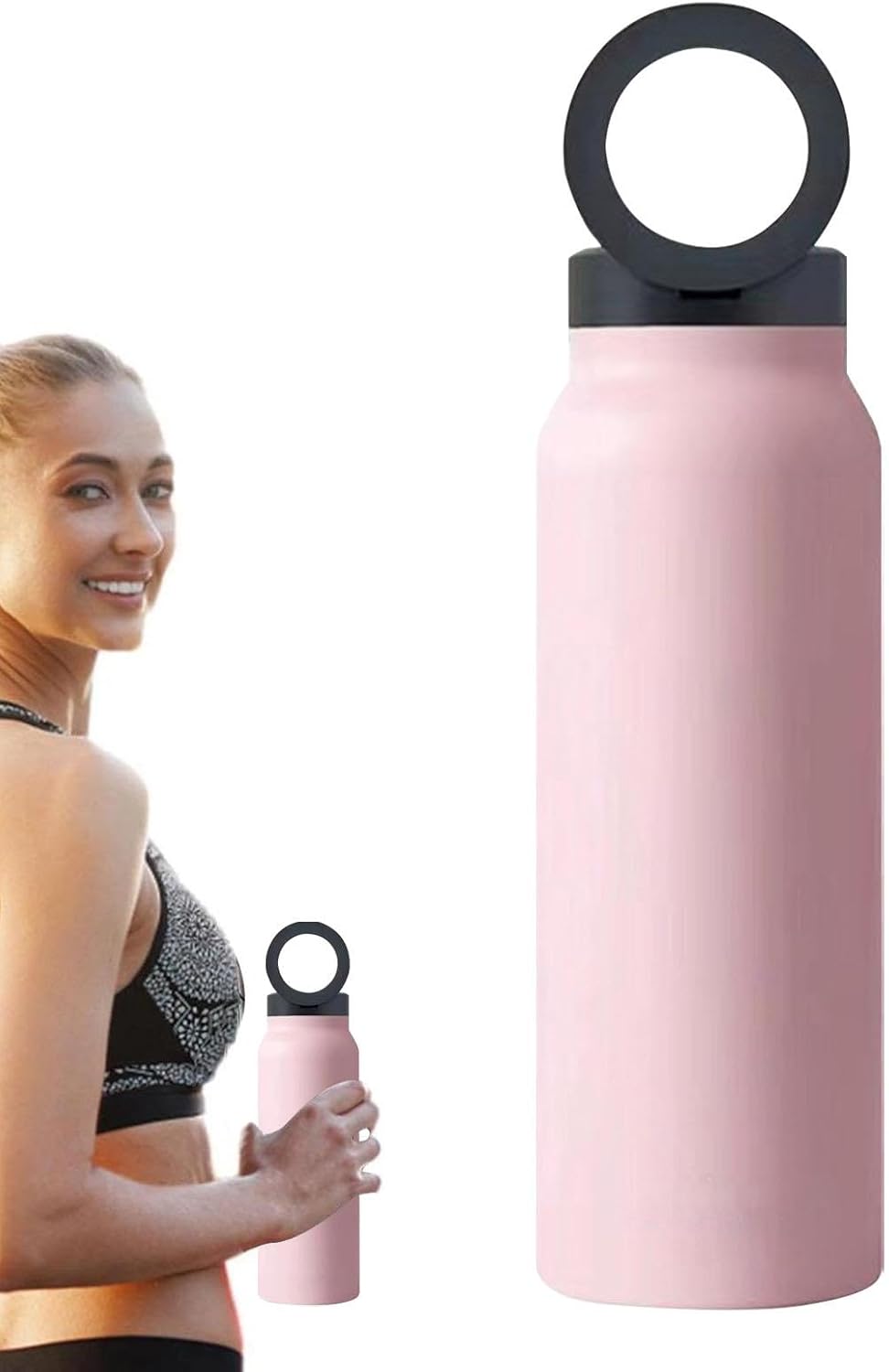 Vacuüm geïsoleerde magnetische waterfles - 24oz Gym & Sport Fles met telefoonhouder | Lekvrije magnetische fles voor buiten rijden, auto en sportschool