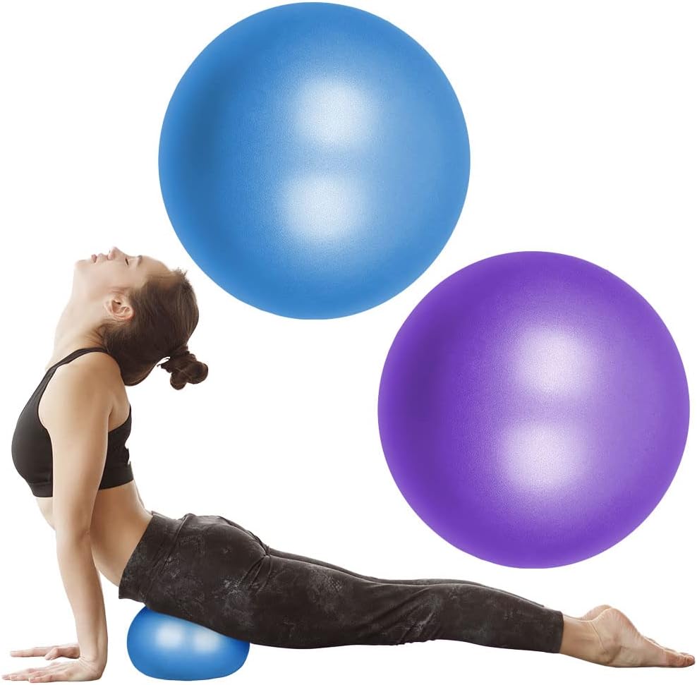 flintronic 25 cm mini pilatesbal, kleine anti-burst oefenbal voor yoga, pilates, balans, fysiotherapie, stretching en core fitness - inclusief stabiliteitsbal workoutgids