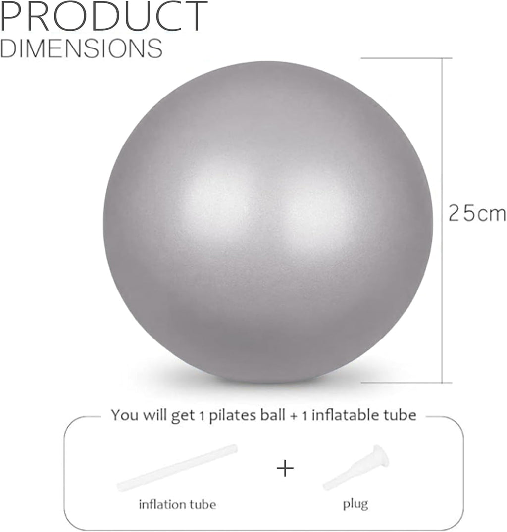 flintronic 25 cm mini pilatesbal, kleine anti-burst oefenbal voor yoga, pilates, balans, fysiotherapie, stretching en core fitness - inclusief stabiliteitsbal workoutgids