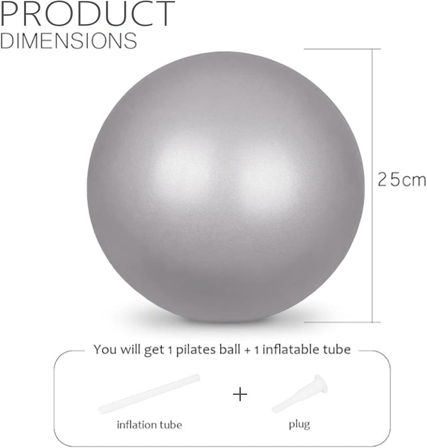 flintronic 25 cm mini pilatesbal, kleine anti-burst oefenbal voor yoga, pilates, balans, fysiotherapie, stretching en core fitness - inclusief stabiliteitsbal workoutgids