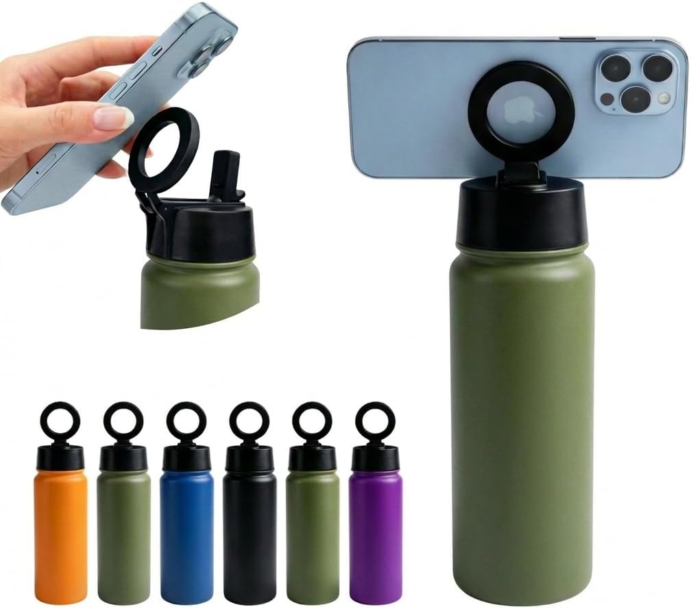 Magnetische drinkfles van roestvrij staal, 500 ml, met geïntegreerde magneetvoet, 21,5 x 7 cm, verkrijgbaar in 6 kleuren (groen)