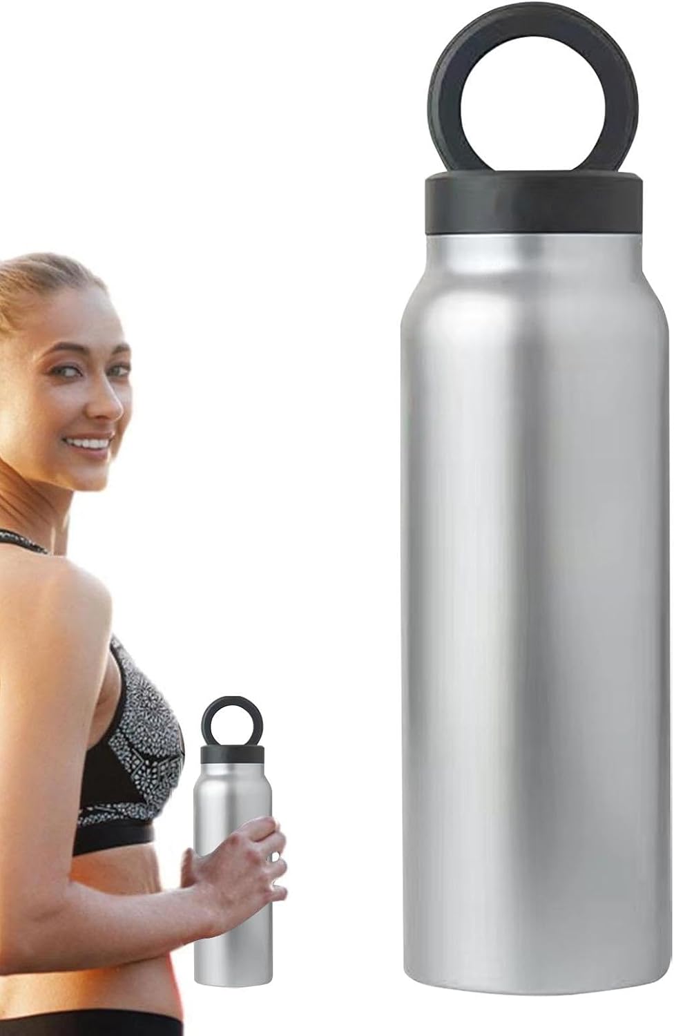 Vacuüm geïsoleerde magnetische waterfles - 24oz Gym & Sport Fles met telefoonhouder | Lekvrije magnetische fles voor buiten rijden, auto en sportschool