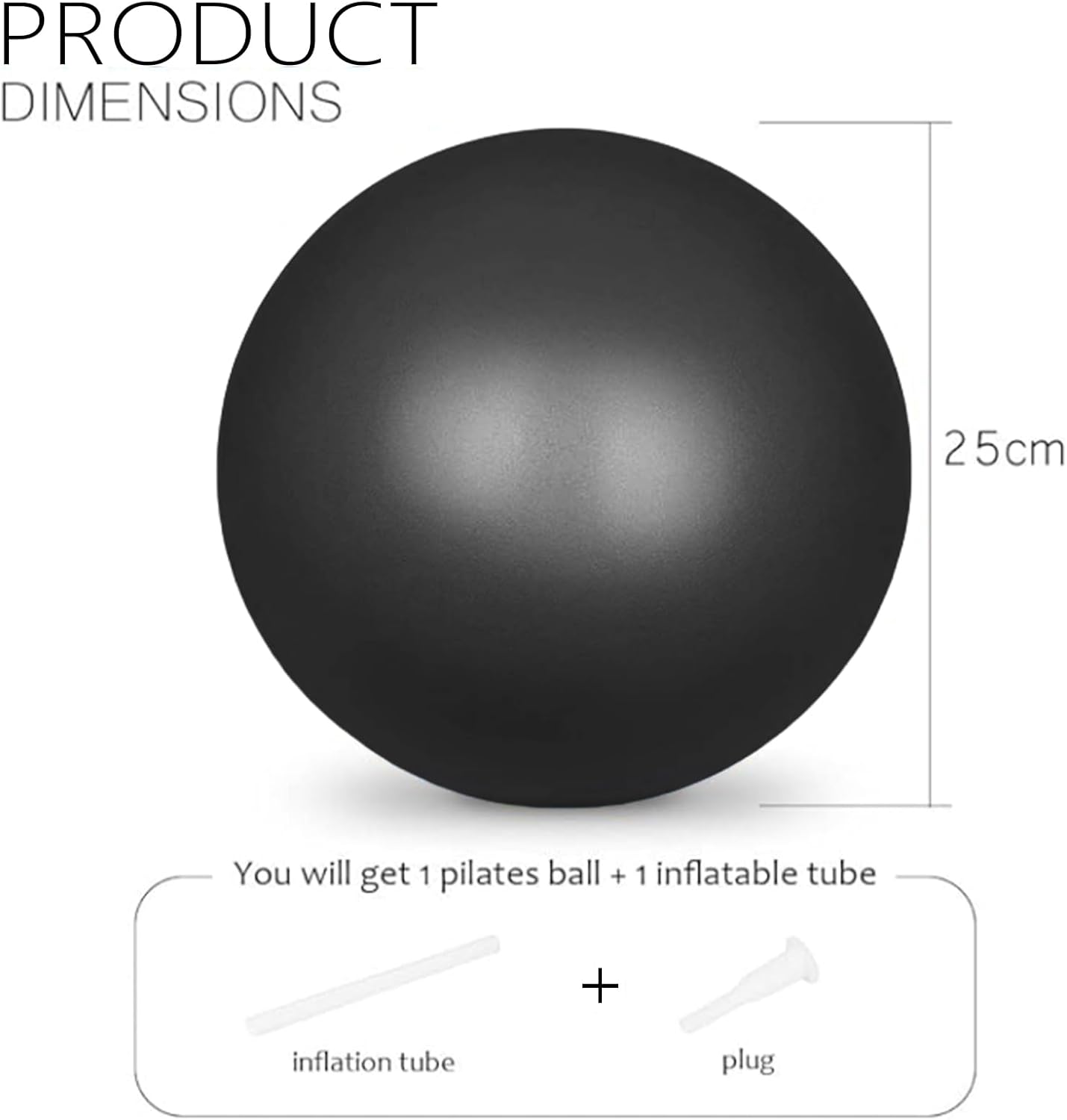 flintronic 25 cm mini pilatesbal, kleine anti-burst oefenbal voor yoga, pilates, balans, fysiotherapie, stretching en core fitness - inclusief stabiliteitsbal workoutgids