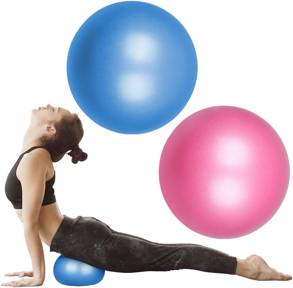 flintronic 25 cm mini pilatesbal, kleine anti-burst oefenbal voor yoga, pilates, balans, fysiotherapie, stretching en core fitness - inclusief stabiliteitsbal workoutgids
