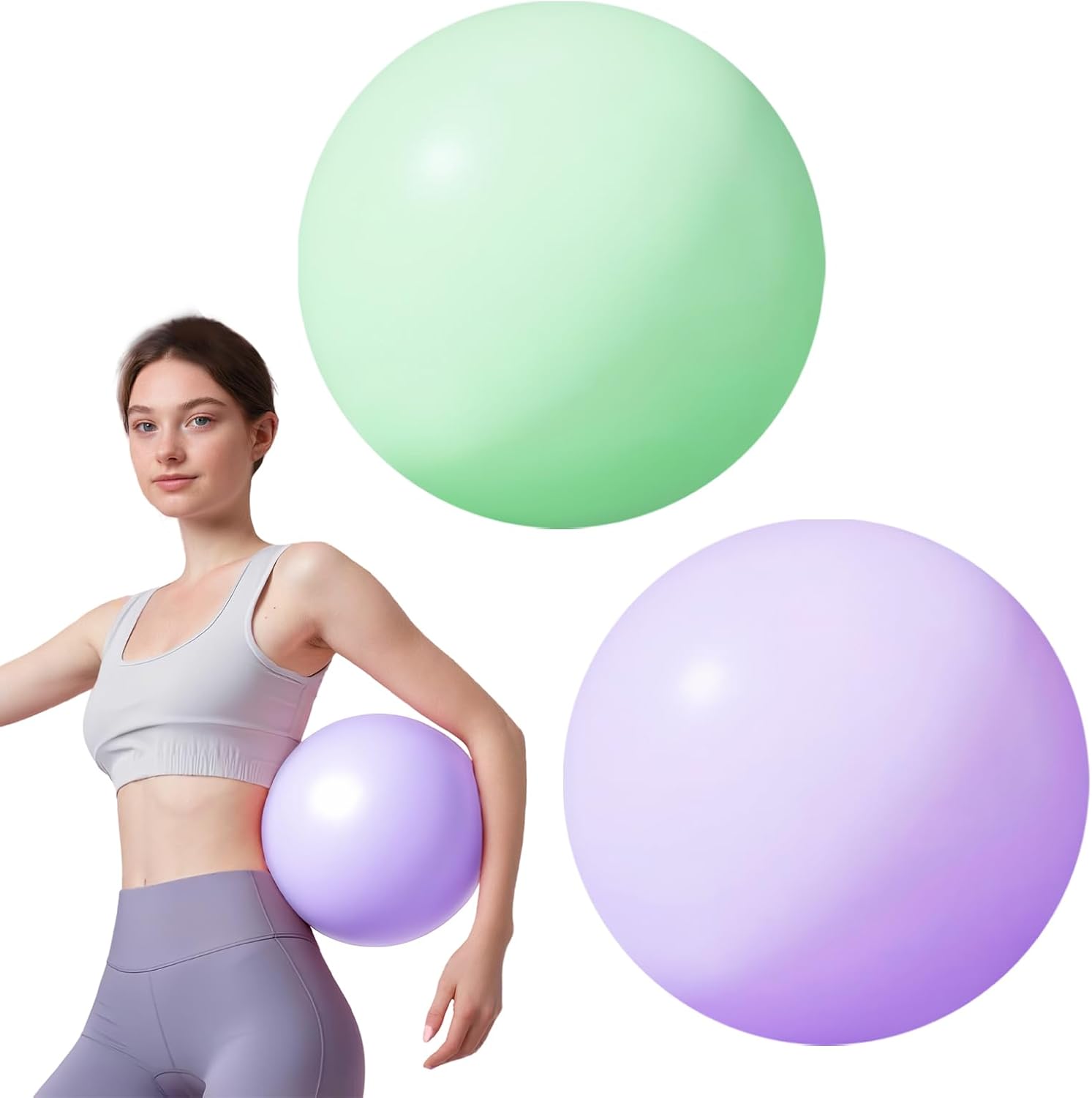 flintronic 25 cm mini pilatesbal, kleine anti-burst oefenbal voor yoga, pilates, balans, fysiotherapie, stretching en core fitness - inclusief stabiliteitsbal workoutgids