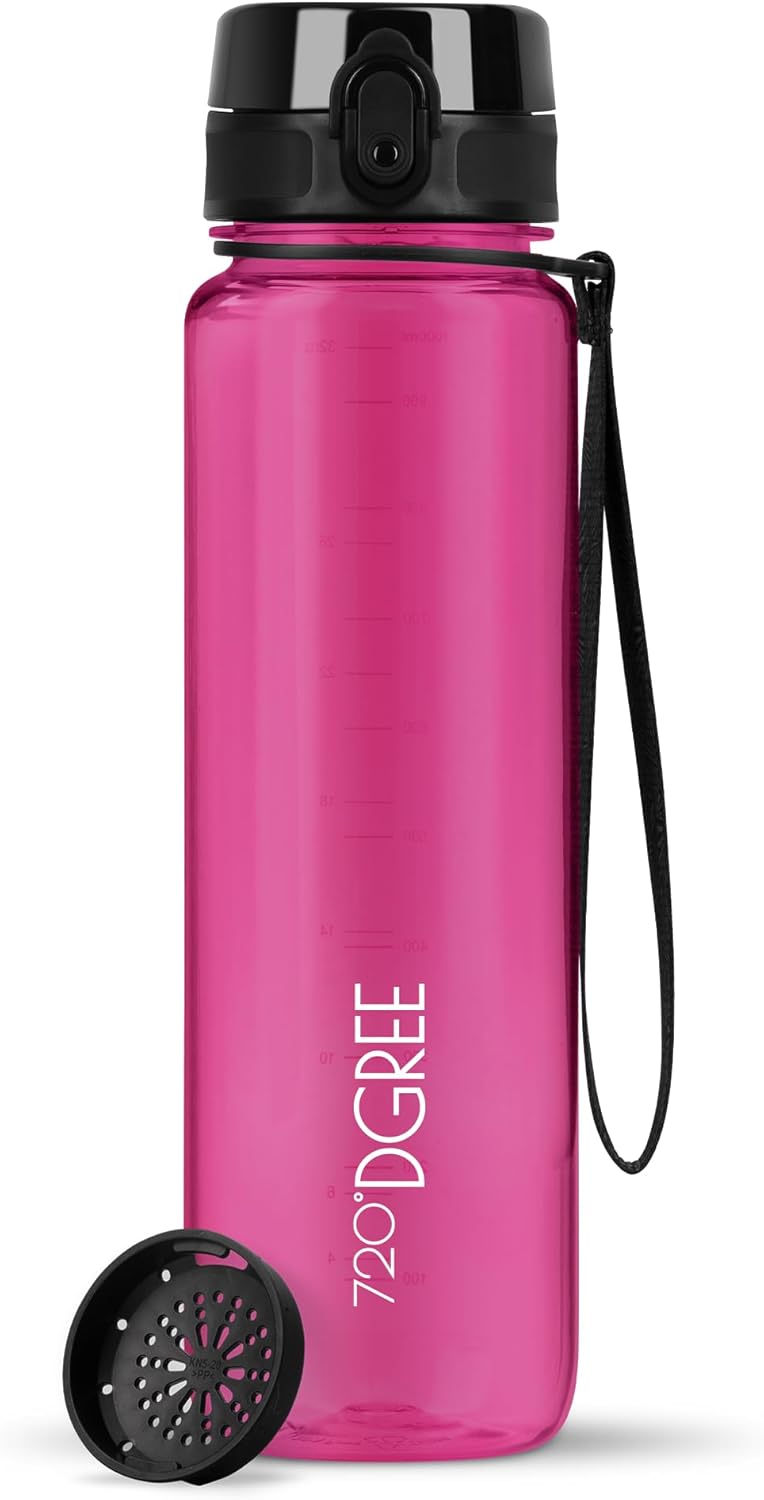 720°DGREE uberBottle Drinkfles, waterfles + fruitzeef, 350 ml, 500 ml, 650 ml, 1 l, 1,5 l, 2 l, BPA-vrij, waterdicht, lekvrij, herbruikbaar, licht, ideaal voor school, sport, fitness, fitnessstudio