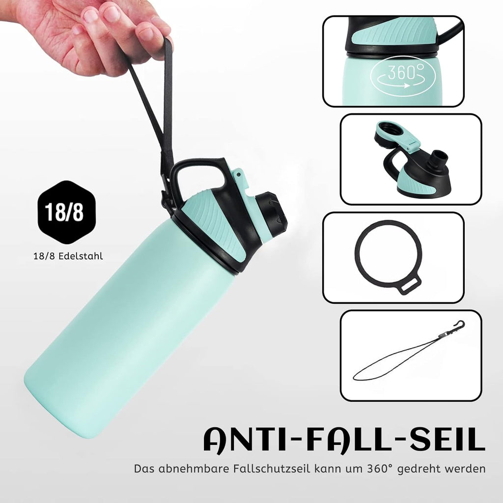 Fjbottle RVS Waterfles Sport met Magnetische Dop – 1500ml, 1000ml, 800ml, 600ml, 400ml – BPA-vrij & Lekvrij – Geschikt voor Koolzuur – Thermosfles voor School, Fitness, Kinderen