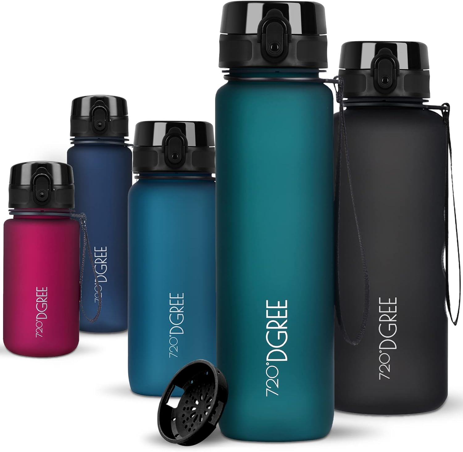720°DGREE uberBottle Drinkfles, waterfles + fruitzeef, 350 ml, 500 ml, 650 ml, 1 l, 1,5 l, 2 l, BPA-vrij, waterdicht, lekvrij, herbruikbaar, licht, ideaal voor school, sport, fitness, fitnessstudio