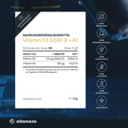 Vitamine D3 K2 hoge dosering, 180 tabletten, 5000 IE vitamine D3 + 100 mcg vitamine K2 depot, zonder onnodige toevoegingen, hoge biologische beschikbaarheid, gemaakt in Duitsland
