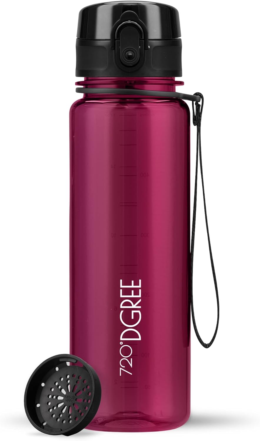720°DGREE uberBottle Drinkfles, waterfles + fruitzeef, 350 ml, 500 ml, 650 ml, 1 l, 1,5 l, 2 l, BPA-vrij, waterdicht, lekvrij, herbruikbaar, licht, ideaal voor school, sport, fitness, fitnessstudio