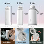Magcheer Magnetische waterfles met telefoonhouder compatibel met MagSafe geïsoleerde sportfles voor koude dranken voor 24 uur statief fles voor reizen en fitness selfie (zwart)
