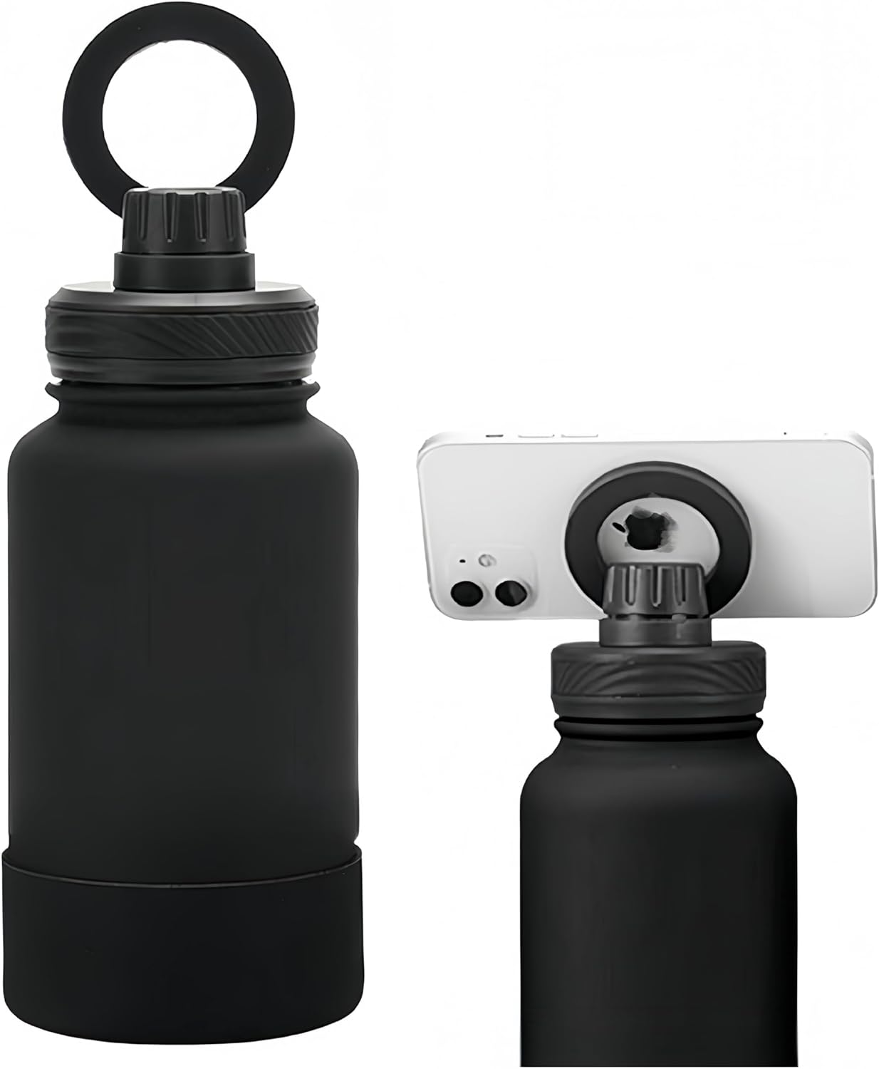 Megnetic geïsoleerde sportwaterfles met 360° draaibaar statief Telefoonhouder Compatibel met Magsafe. Niet verkocht of gemaakt door Magsafe(beige, 623 g)