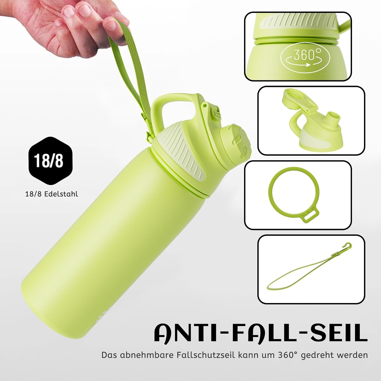 Fjbottle RVS Waterfles Sport met Magnetische Dop – 1500ml, 1000ml, 800ml, 600ml, 400ml – BPA-vrij & Lekvrij – Geschikt voor Koolzuur – Thermosfles voor School, Fitness, Kinderen