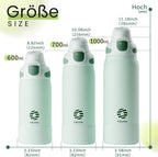 Fjbottle Thermosfles met rietje, magnetische handgreep voor telefoon + dubbel drinksysteem, sportfles, 1 l/700/600 ml, opening met 1 klik, BPA-vrij, lekvrij, voor fitnessstudio, yoga