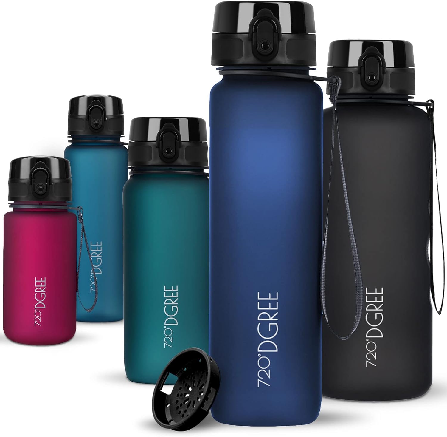 720°DGREE uberBottle Drinkfles, waterfles + fruitzeef, 350 ml, 500 ml, 650 ml, 1 l, 1,5 l, 2 l, BPA-vrij, waterdicht, lekvrij, herbruikbaar, licht, ideaal voor school, sport, fitness, fitnessstudio