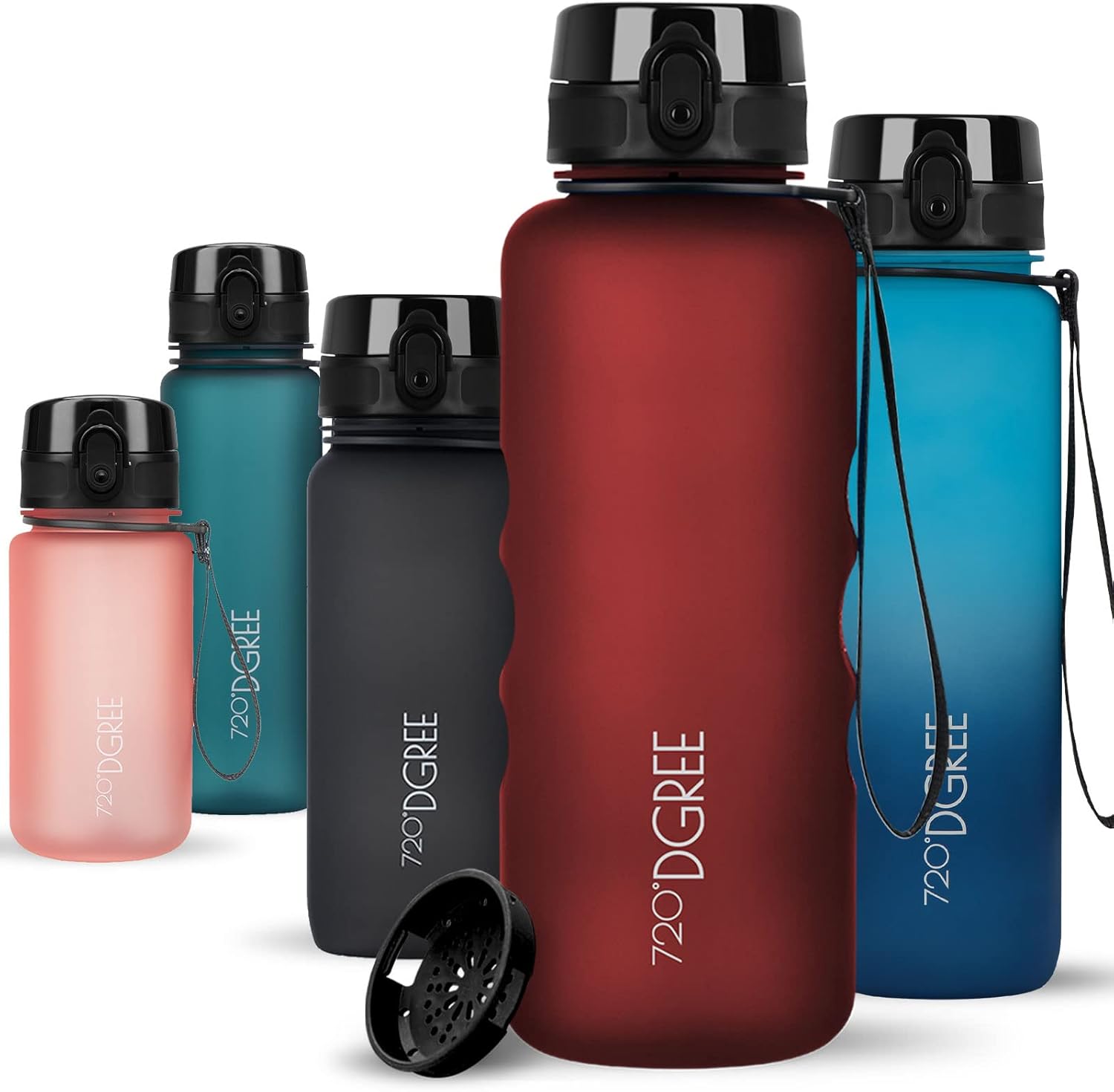 720°DGREE uberBottle Drinkfles, waterfles + fruitzeef, 350 ml, 500 ml, 650 ml, 1 l, 1,5 l, 2 l, BPA-vrij, waterdicht, lekvrij, herbruikbaar, licht, ideaal voor school, sport, fitness, fitnessstudio