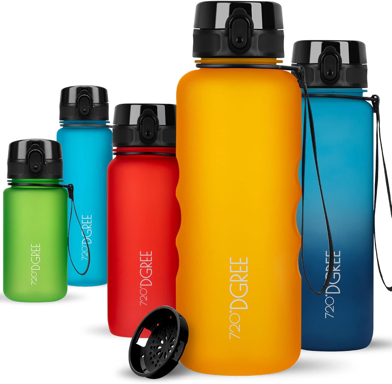 720°DGREE uberBottle Drinkfles, waterfles + fruitzeef, 350 ml, 500 ml, 650 ml, 1 l, 1,5 l, 2 l, BPA-vrij, waterdicht, lekvrij, herbruikbaar, licht, ideaal voor school, sport, fitness, fitnessstudio