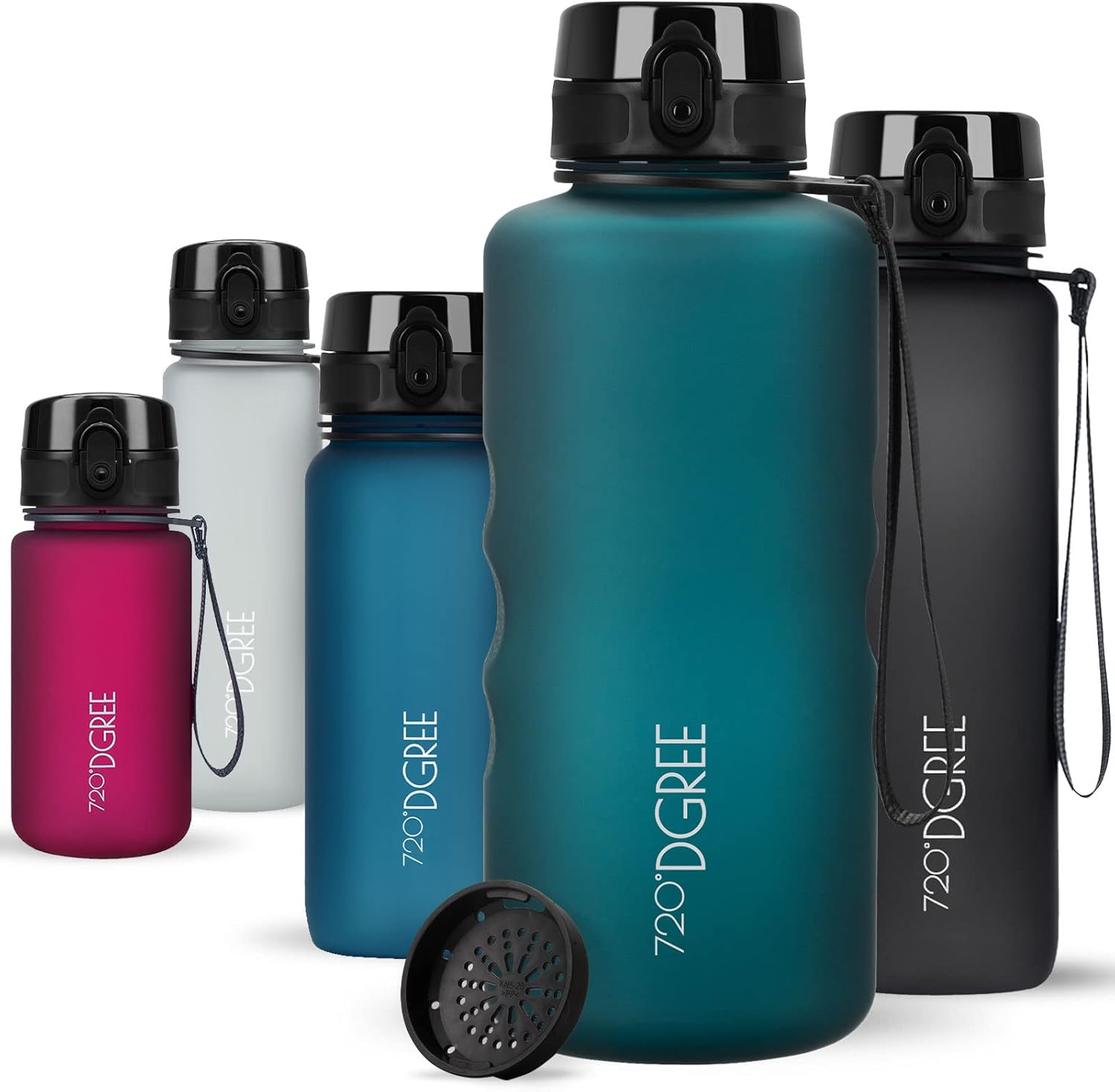 720°DGREE uberBottle Drinkfles, waterfles + fruitzeef, 350 ml, 500 ml, 650 ml, 1 l, 1,5 l, 2 l, BPA-vrij, waterdicht, lekvrij, herbruikbaar, licht, ideaal voor school, sport, fitness, fitnessstudio