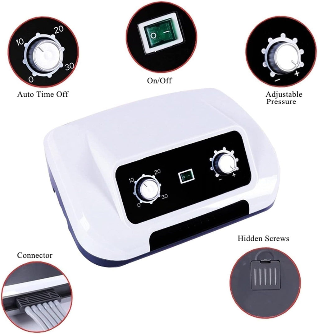 Air Compression Leg Massager System door Sequential Compression Device, Compression Pump, Recovery Boots, Blood Circulation Machine, Home and Office Use (Color : 2 arm and machine, Size : 6 cavity)