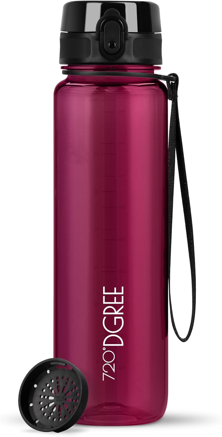 720°DGREE uberBottle Drinkfles, waterfles + fruitzeef, 350 ml, 500 ml, 650 ml, 1 l, 1,5 l, 2 l, BPA-vrij, waterdicht, lekvrij, herbruikbaar, licht, ideaal voor school, sport, fitness, fitnessstudio