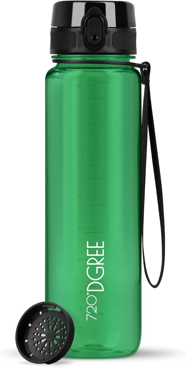 720°DGREE uberBottle Drinkfles, waterfles + fruitzeef, 350 ml, 500 ml, 650 ml, 1 l, 1,5 l, 2 l, BPA-vrij, waterdicht, lekvrij, herbruikbaar, licht, ideaal voor school, sport, fitness, fitnessstudio