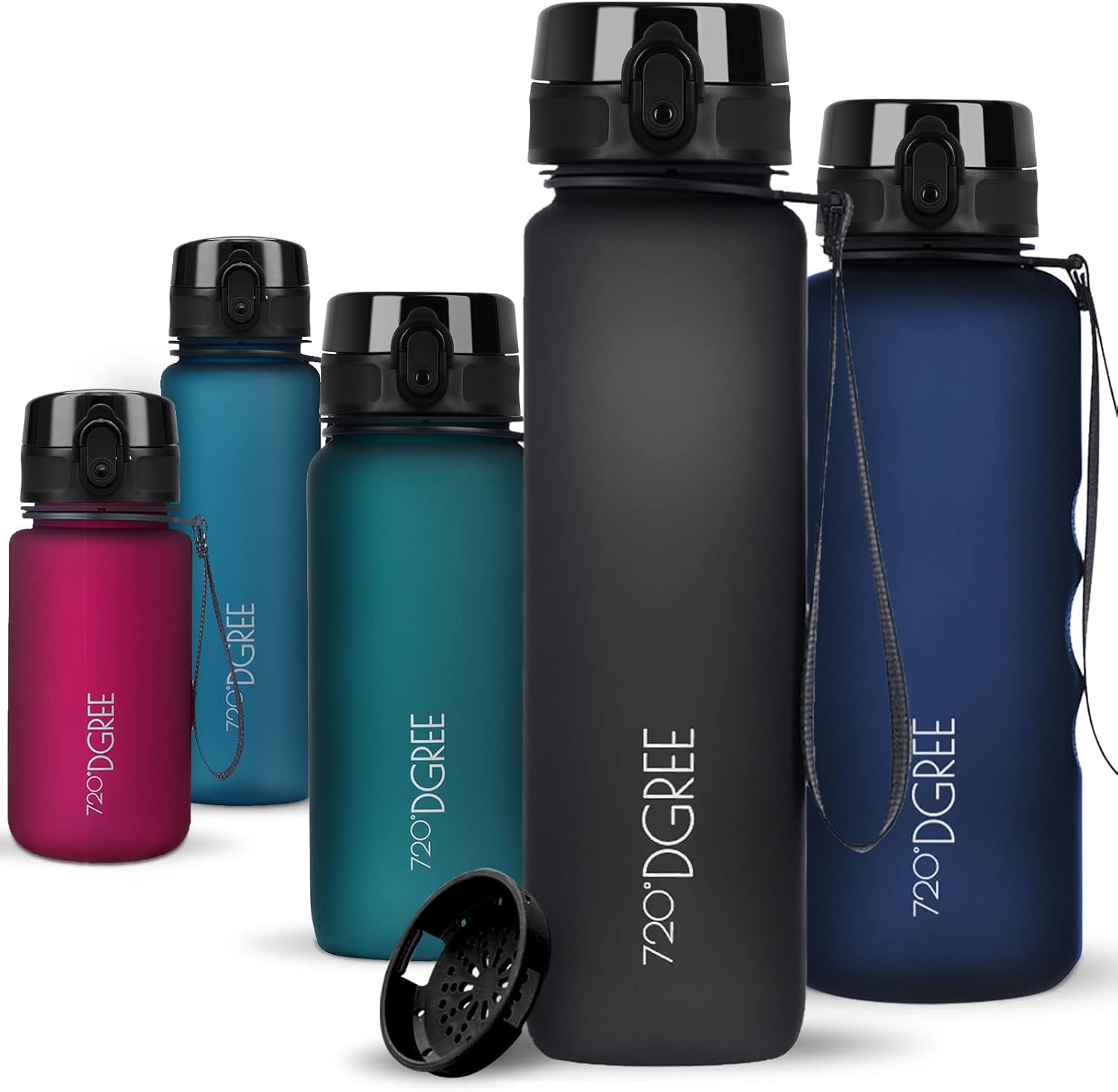 720°DGREE uberBottle Drinkfles, waterfles + fruitzeef, 350 ml, 500 ml, 650 ml, 1 l, 1,5 l, 2 l, BPA-vrij, waterdicht, lekvrij, herbruikbaar, licht, ideaal voor school, sport, fitness, fitnessstudio