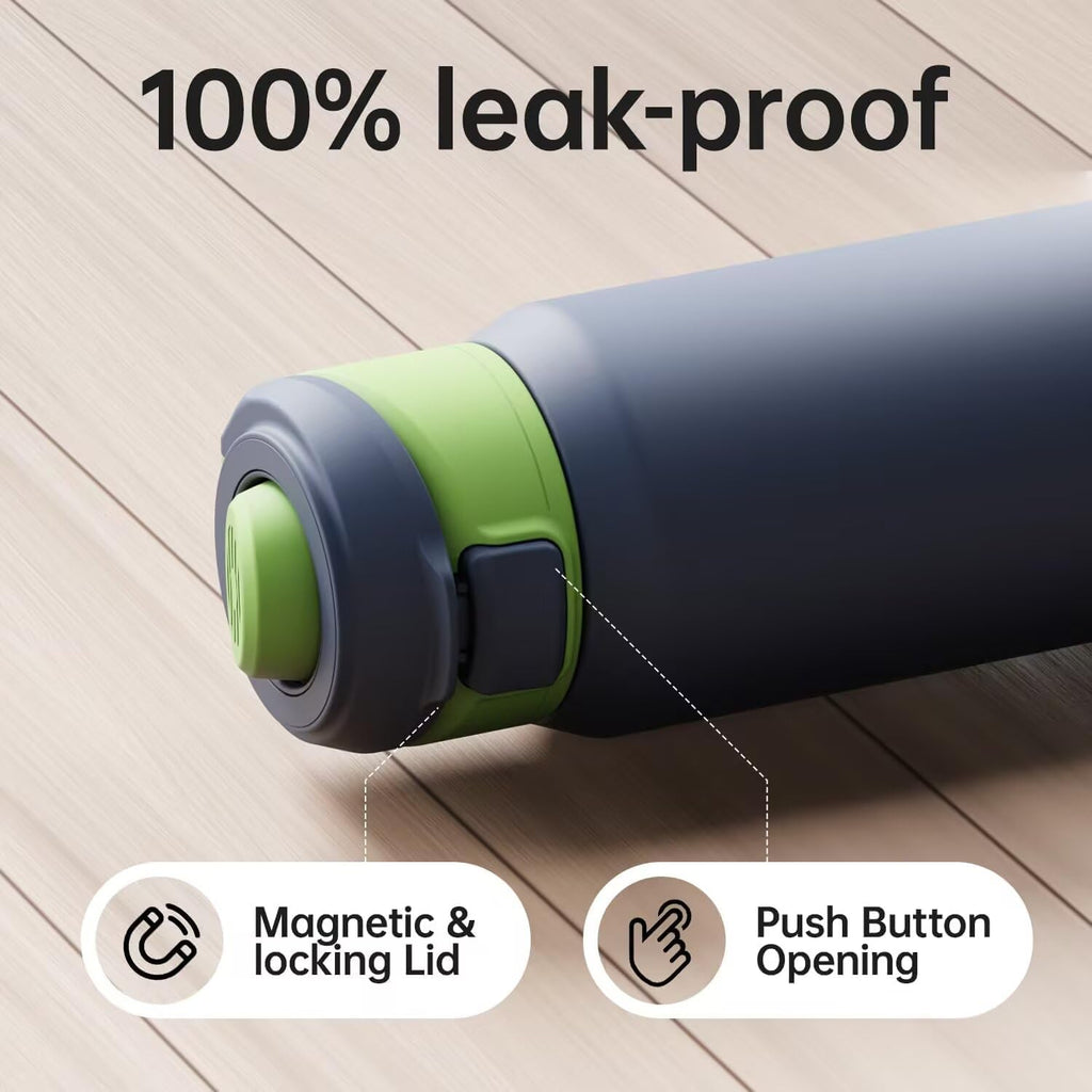 Magcheer Magnetische waterfles met telefoonhouder compatibel met MagSafe geïsoleerde sportfles voor koude dranken voor 24 uur statief fles voor reizen en fitness selfie (zwart)