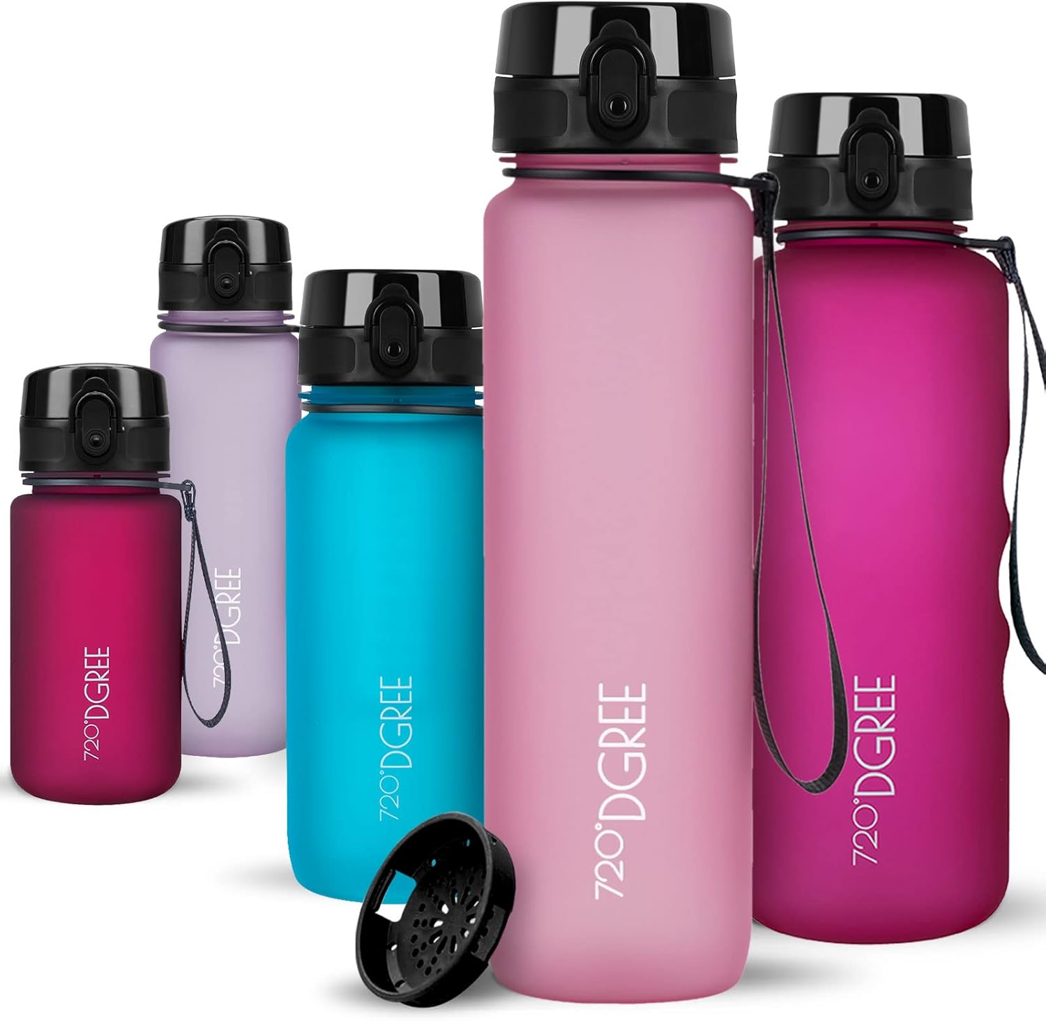 720°DGREE uberBottle Drinkfles, waterfles + fruitzeef, 350 ml, 500 ml, 650 ml, 1 l, 1,5 l, 2 l, BPA-vrij, waterdicht, lekvrij, herbruikbaar, licht, ideaal voor school, sport, fitness, fitnessstudio