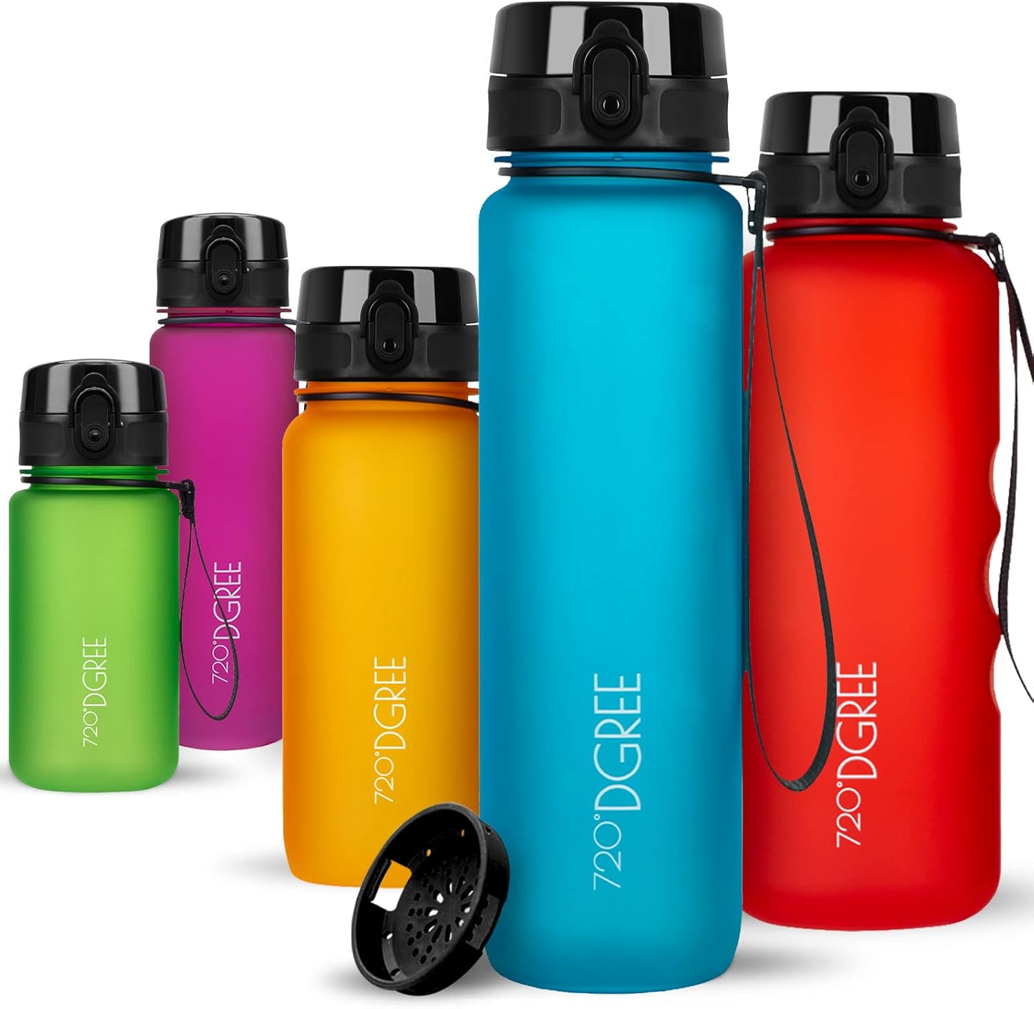 720°DGREE uberBottle Drinkfles, waterfles + fruitzeef, 350 ml, 500 ml, 650 ml, 1 l, 1,5 l, 2 l, BPA-vrij, waterdicht, lekvrij, herbruikbaar, licht, ideaal voor school, sport, fitness, fitnessstudio