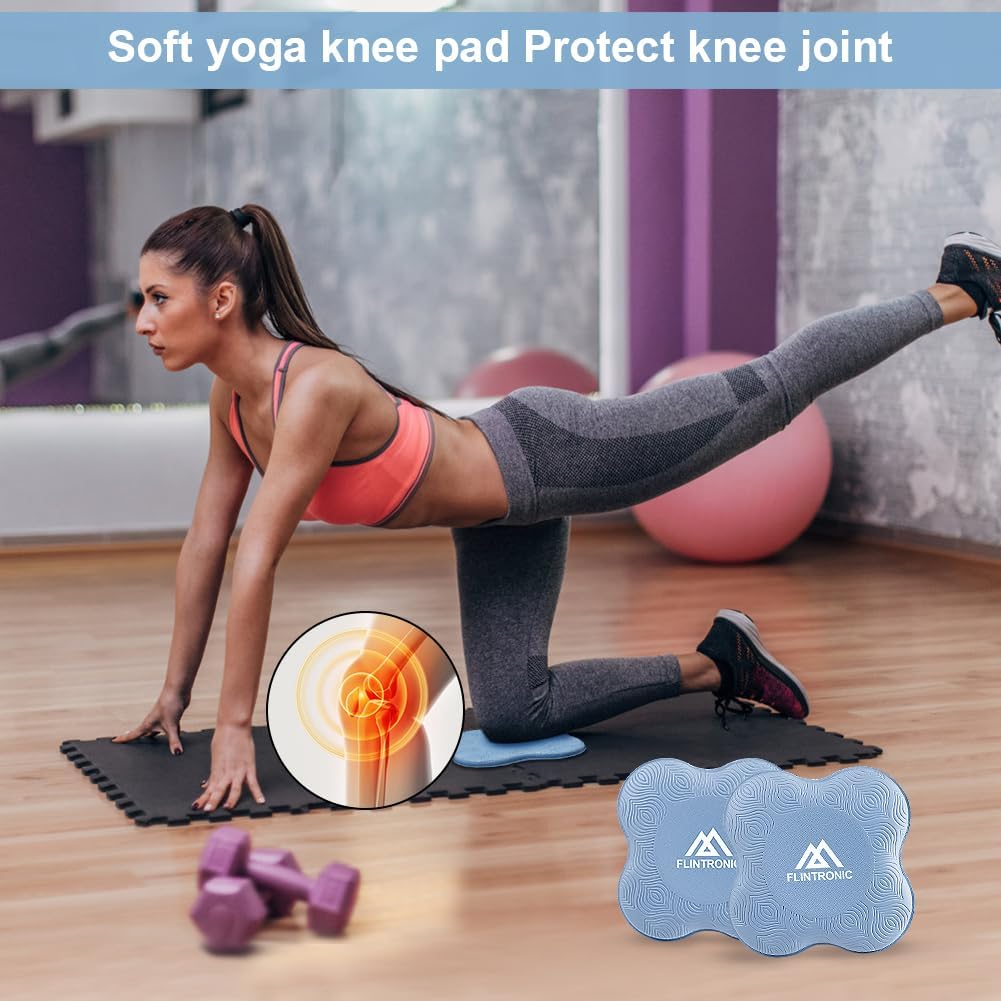Flintronic Yoga-kniebeschermer, set van 2 antislip, yogamat, yoga-steunkussen, sportbalanskussen, comfortabele lichtgewicht ondersteuning voor knieën, handen, polsen en ellebogen - 20 x 20 cm, met