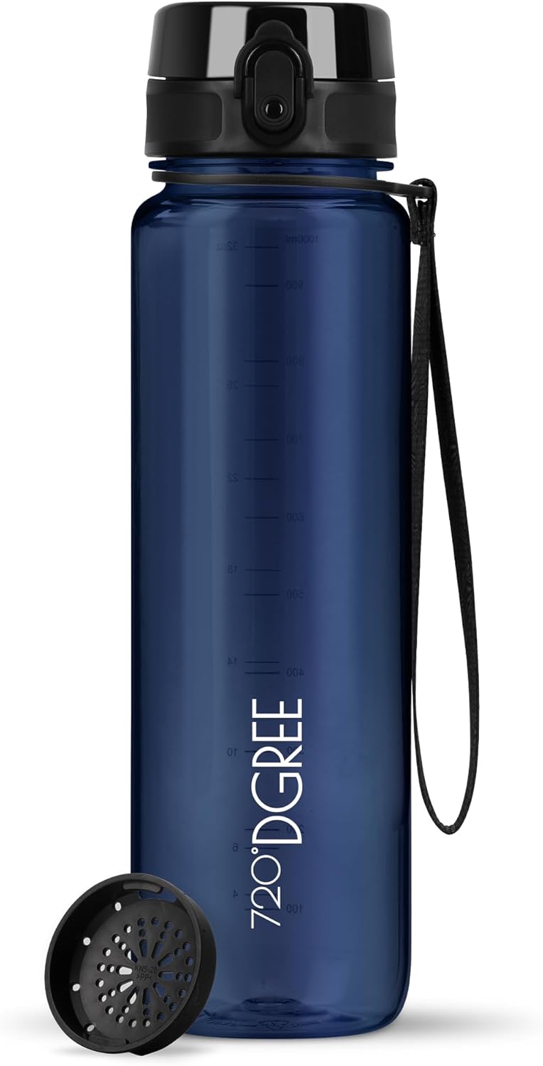720°DGREE uberBottle Drinkfles, waterfles + fruitzeef, 350 ml, 500 ml, 650 ml, 1 l, 1,5 l, 2 l, BPA-vrij, waterdicht, lekvrij, herbruikbaar, licht, ideaal voor school, sport, fitness, fitnessstudio