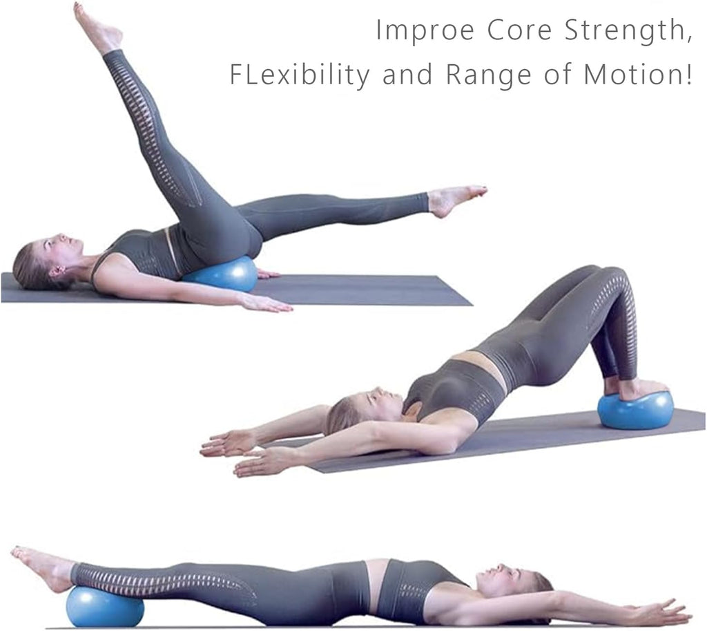 flintronic 25 cm mini pilatesbal, kleine anti-burst oefenbal voor yoga, pilates, balans, fysiotherapie, stretching en core fitness - inclusief stabiliteitsbal workoutgids