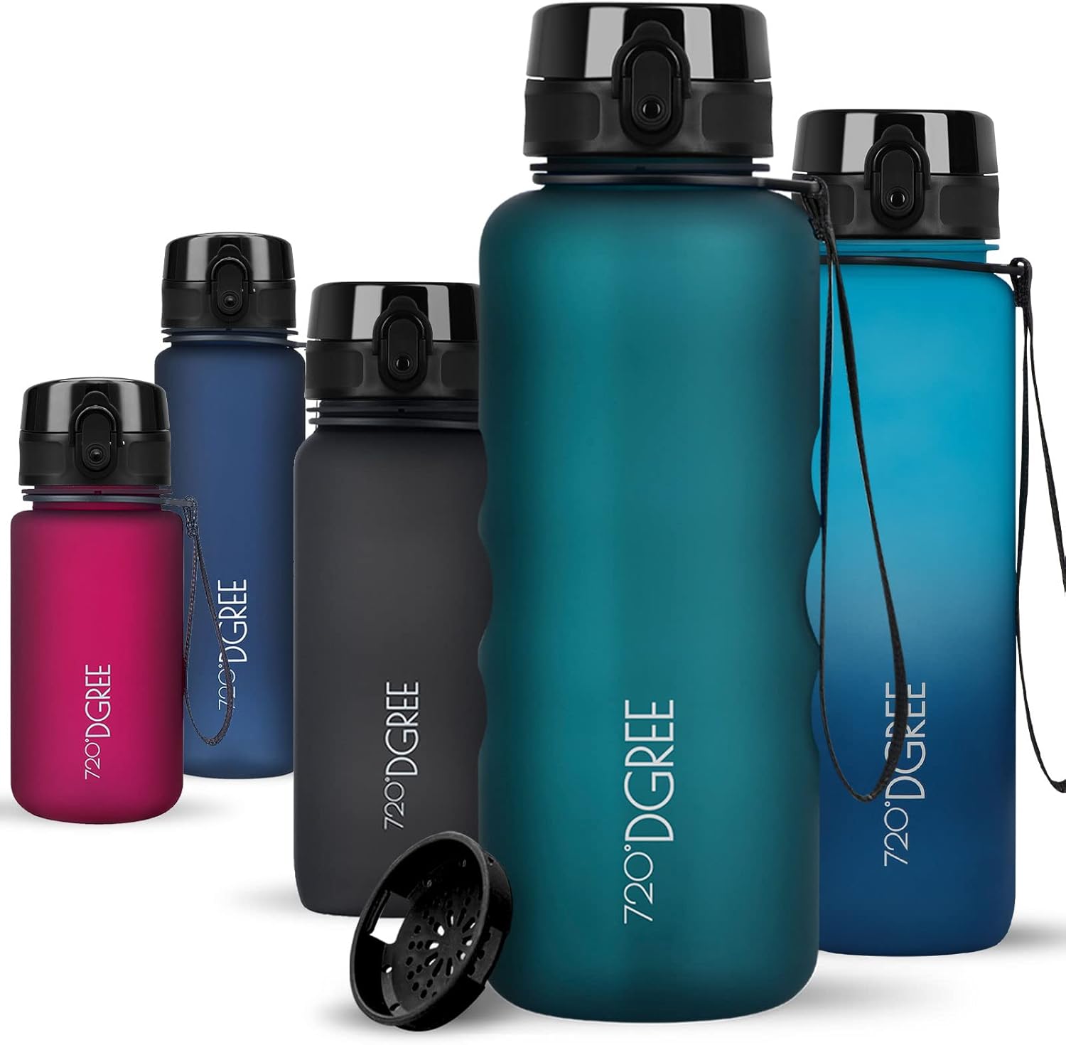 720°DGREE uberBottle Drinkfles, waterfles + fruitzeef, 350 ml, 500 ml, 650 ml, 1 l, 1,5 l, 2 l, BPA-vrij, waterdicht, lekvrij, herbruikbaar, licht, ideaal voor school, sport, fitness, fitnessstudio