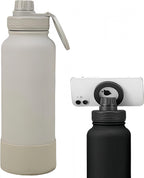 Megnetic geïsoleerde sportwaterfles met 360° draaibaar statief Telefoonhouder Compatibel met Magsafe. Niet verkocht of gemaakt door Magsafe(beige, 623 g)