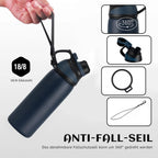 Fjbottle RVS Waterfles Sport met Magnetische Dop – 1500ml, 1000ml, 800ml, 600ml, 400ml – BPA-vrij & Lekvrij – Geschikt voor Koolzuur – Thermosfles voor School, Fitness, Kinderen