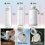 Magcheer Magnetische waterfles met telefoonhouder compatibel met MagSafe geïsoleerde sportfles voor koude dranken voor 24 uur statief fles voor reizen en fitness selfie (zwart)