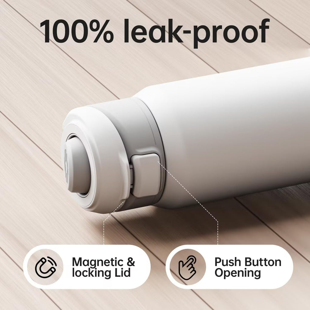 Magcheer Magnetische waterfles met telefoonhouder compatibel met MagSafe geïsoleerde sportfles voor koude dranken voor 24 uur statief fles voor reizen en fitness selfie (zwart)