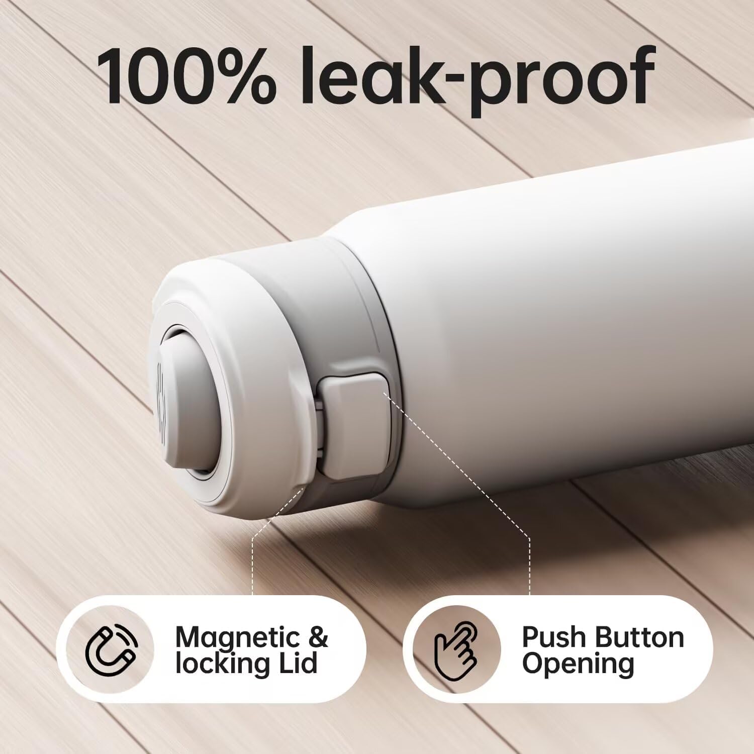 Magcheer Magnetische waterfles met telefoonhouder compatibel met MagSafe geïsoleerde sportfles voor koude dranken voor 24 uur statief fles voor reizen en fitness selfie (zwart)